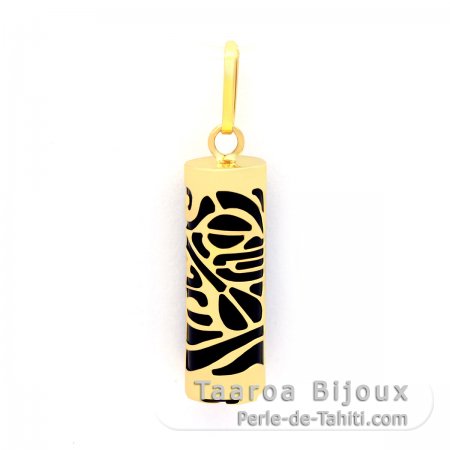 Pendentif en Or 18K et Agate Noire - 17 mm - Piroguier