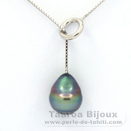 Collier en Argent et 1 Perle de Tahiti Cercle C+ 11.2 mm
