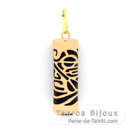 Pendentif en Or 18K et Agate Noire - 21 mm - Piroguier
