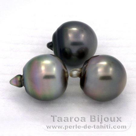 Lot de 3 Perles de Tahiti Semi-Baroques C de 12 à 12.2 mm