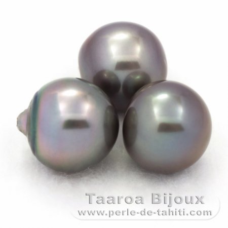 Lot de 3 Perles de Tahiti Semi-Baroques C de 12.1 à 12.3 mm
