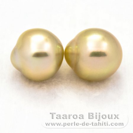 Lot de 2 Perles Australiennes Semi-Baroques AA de 12.1 à 12.2 mm