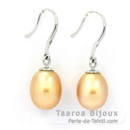 Boucles d'oreilles en Argent et 2 Perles d'Australie Semi-Baroques C 9.1 mm