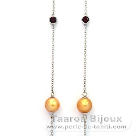 Collier en Argent et 6 Perles d'Australie Semi-Baroques C 8.6 à 8.9 mm