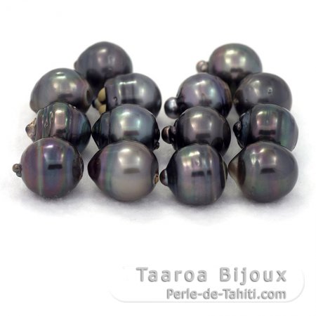 Lot de 14 Perles de Tahiti Cerclées D de 12.5 à 12.9 mm