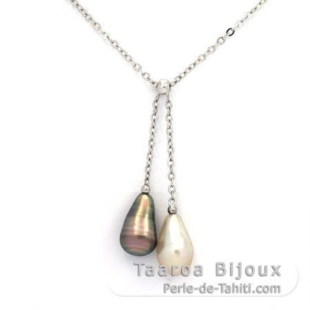 Collier en Argent et 2 keishis de Tahiti