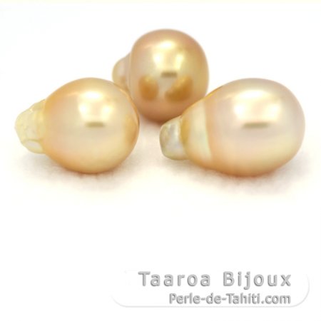 Lot de 3 Perles Australiennes Semi-Baroques C de 12.6 à 12.9 mm