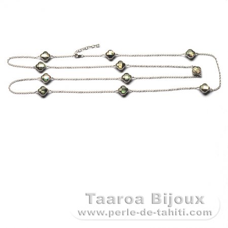 Collier en Argent .925 et Nacre de Tahiti - Longueur = 96 cm