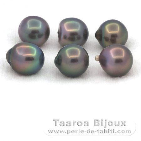 Lot de 6 Perles de Tahiti Semi-Baroques B de 9.5 à 9.8 mm