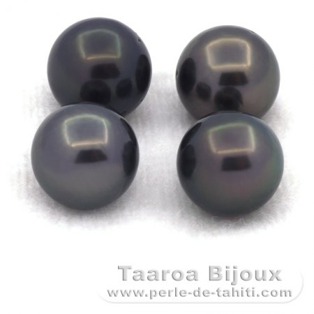 Lot de 4 Perles de Tahiti Rondes C de 9.1 à 9.2 mm