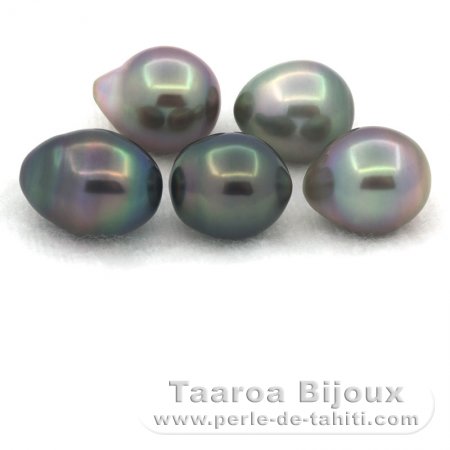Lot de 5 Perles de Tahiti Semi-Baroques B de 9 à 9.4 mm