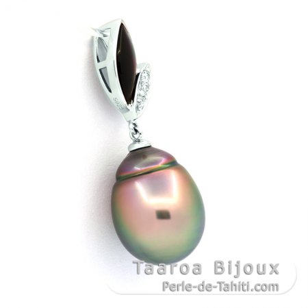 Pendentif en Argent et 1 Perle de Tahiti Semi-Baroque B 11.7 mm