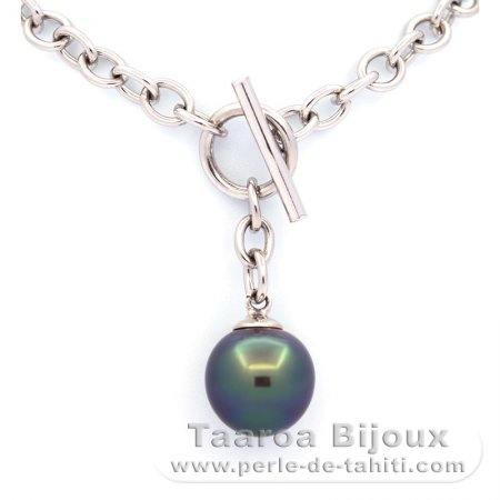 Bracelet en Argent et 1 Perle de Tahiti Semi-Baroque C+ 11 mm