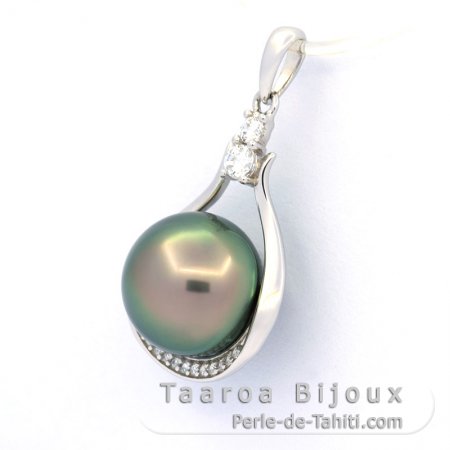 Pendentif en Argent et 1 Perle de Tahiti Semi-Baroque B 10.7 mm