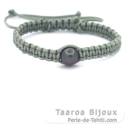 Bracelet en Nylon et 1 Perle de Tahiti Ronde C 10.7 mm