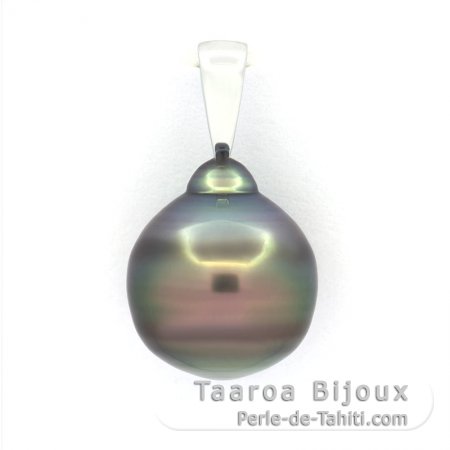 Pendentif en Argent et 1 Perle de Tahiti Cerclée B 13.6 mm