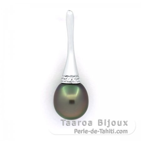 Pendentif en Argent et 1 Perle de Tahiti Semi-Baroque B 10 mm