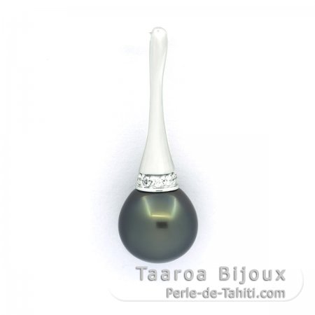 Pendentif en Argent et 1 Perle de Tahiti Semi-Baroque B/C 10.3 mm