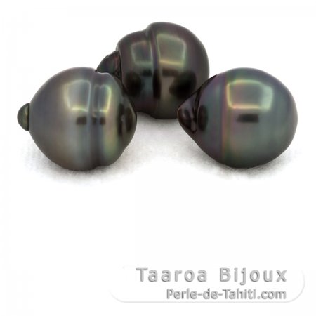 Lot de 3 Perles de Tahiti Cercles C de 11.5  11.8 mm