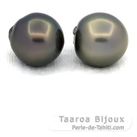 Lot de 2 Perles de Tahiti Semi-Baroques C 13.5 et 13.8 mm