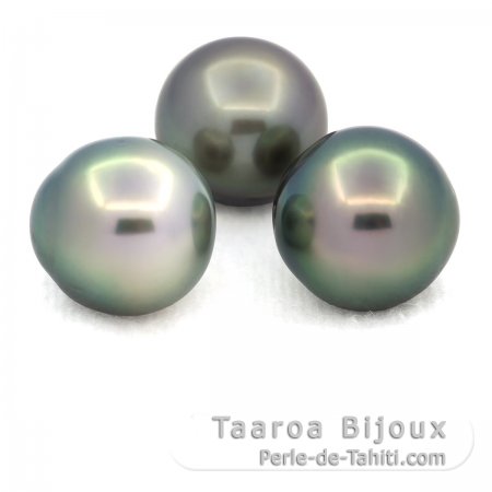 Lot de 3 Perles de Tahiti Semi-Baroques C de 12  12.4 mm