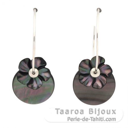 Boucles d\'oreilles en Argent et Nacre de Tahiti