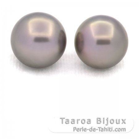 Lot de 2 Perles de Tahiti Rondes C 12 mm