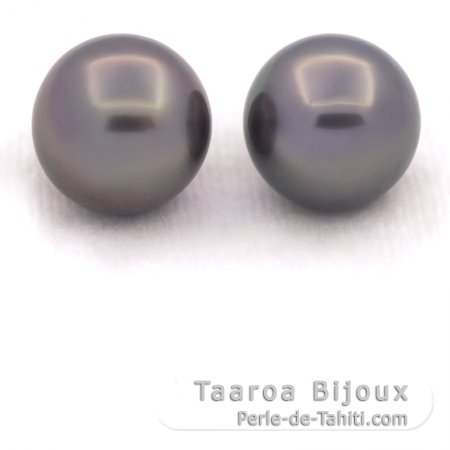 Lot de 2 Perles de Tahiti Rondes C 12 mm