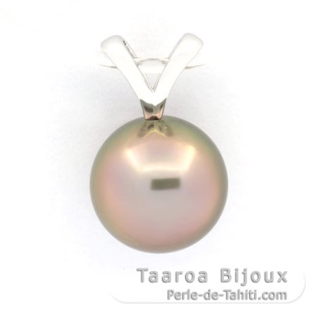 Pendentif en Or blanc 18K et 1 Perle de Tahiti Ronde B 9.3 mm