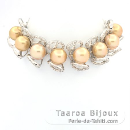 Bracelet en Argent et 8 Perles d\'Australie Semi-Baroques C 9 à 9.8 mm