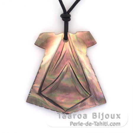 Pendentif Penu en nacre de Tahiti et Collier en cuir
