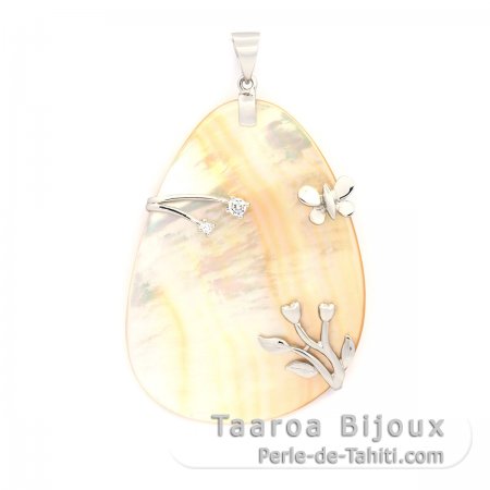 Pendentif en Nacre d\'Australie et Argent .925 Rhodi