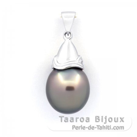 Pendentif en Argent et 1 Perle de Tahiti Semi-Baroque B/C 12 mm