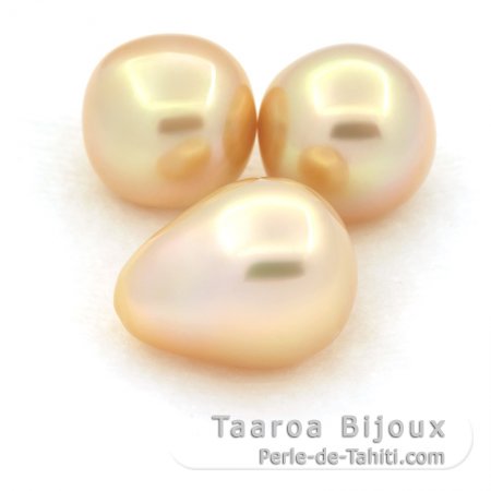 Lot de 3 Perles Australiennes Semi-Baroques BC de 11 à 11.2 mm