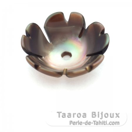 Cupule Fleur en nacre de Tahiti - Diamtre: 8.5 mm