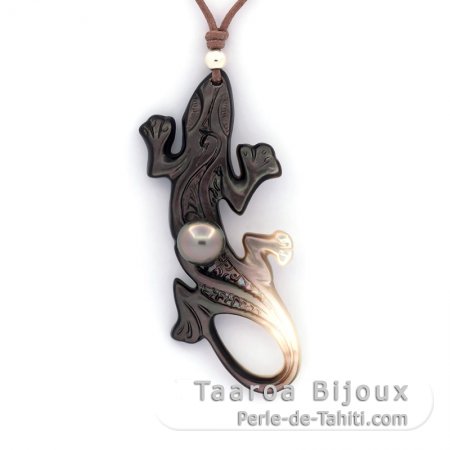 Pendentif en nacre et 1 Perle de Tahiti Semi-Baroque C 8.5 mm