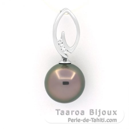 Pendentif en Argent et 1 Perle de Tahiti Ronde C 12 mm