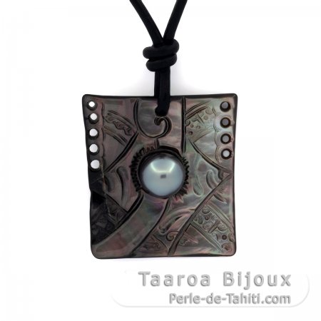 Pendentif en nacre et 1 Perle de Tahiti Semi-Ronde C 8.1 mm