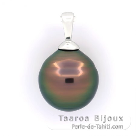 Pendentif en Argent et 1 Perle de Tahiti Cerclée B 10.8 mm