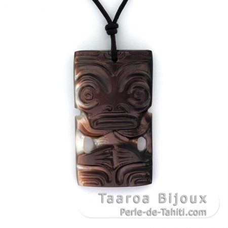 Pendentif Tiki en nacre de Tahiti