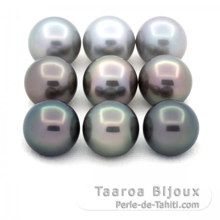 Lot de 9 Perles de Tahiti Rondes C de 11.5  11.9 mm