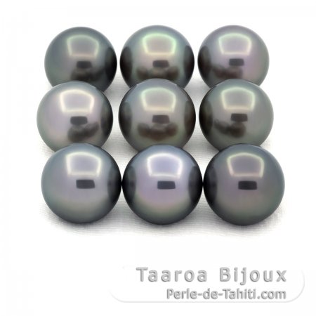 Lot de 9 Perles de Tahiti Rondes C de 11.5  11.9 mm