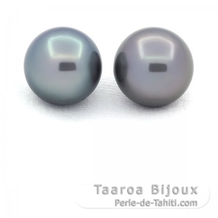 Lot de 2 Perles de Tahiti Rondes C 11.7 et 11.9 mm