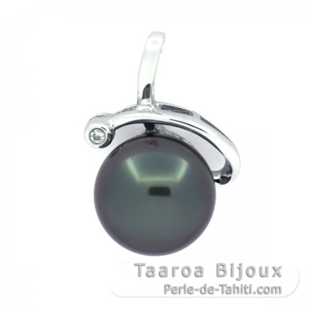 Pendentif en Argent et 1 Perle de Tahiti Semi-Baroque B 10 mm