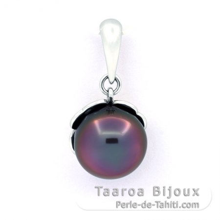 Pendentif en Argent et 1 Perle de Tahiti Semi-Baroque B/C 10.7 mm