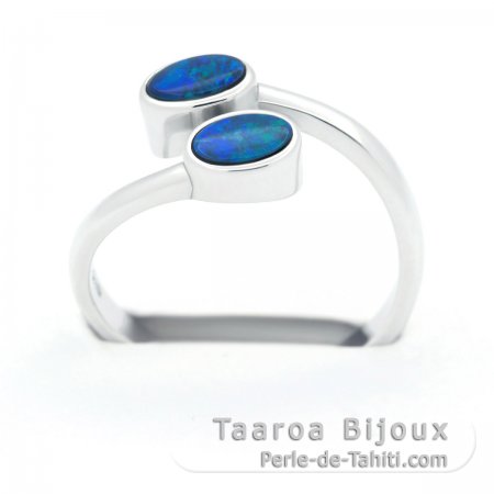 Bague en Argent et 2 Opales d\'Australie