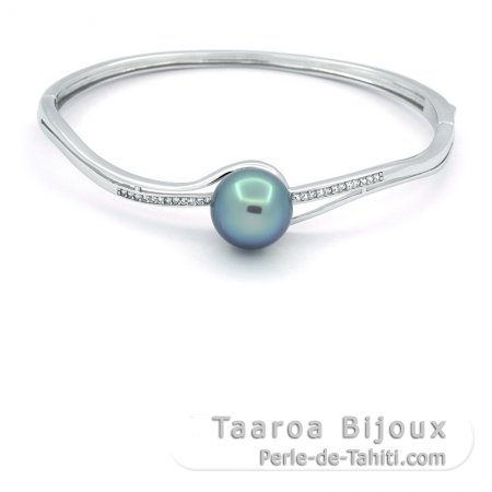 Bracelet en Argent et 1 Perle de Tahiti Semi-Ronde B+ 11.8 mm