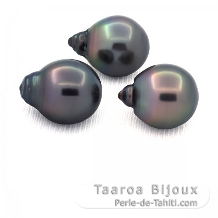 Lot de 3 Perles de Tahiti Semi-Baroques C 12.2 mm