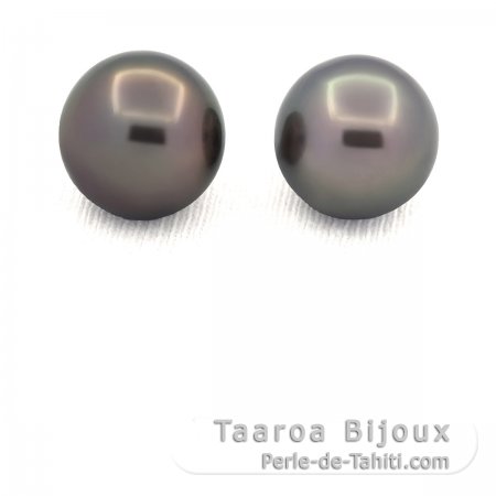 Lot de 2 Perles de Tahiti Rondes C/D 12.8 mm