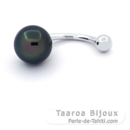 Piercing en Argent et 1 Perle de Tahiti Semi-Baroque A 9 mm